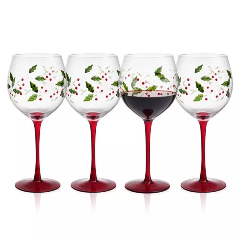 Pfaltzgraff Winterberry Holiday Wine Glasses, Set of 4